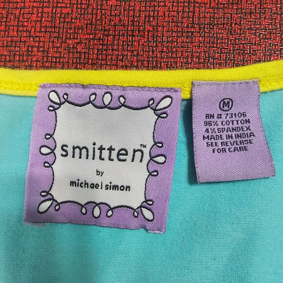 Smitten By Michael Simon Sunflower Print Cardigan M Button Up Beaded Art to Wear - Picture 5 of 8